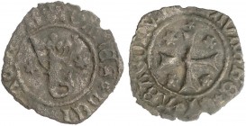 MEDIEVAL COINS: KINGDOM OF NAVARRE
Cornado. JUAN I. Anv.: ¶IOANES¶DEI(...). I coronada entre flores. Rev.: (¶)NAVARRE¶ET¶ARAGONVM. Cruz interior con ...