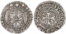 MEDIEVAL COINS: KINGDOM OF NAVARRE
Real. FERNANDO II. PAMPLONA. Anv.: FERDINANDVS:DEI:G:RES:N. Armas de Navarra coronadas y emmarcadas. Rev.: +SIT:NO...