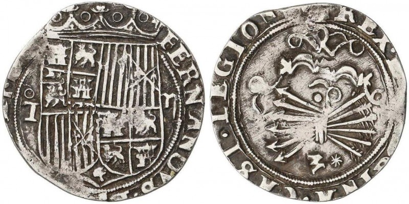 SPANISH MONARCHY: FERDINAND AND ISABELLA
2 Reales. TOLEDO. Anv.: ¶- II. Rev.: M...