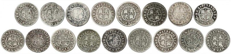 SPANISH MONARCHY: PHILIP V
Lote 17 monedas 1 Real. 1731 a 1745. MADRID. Algún a...