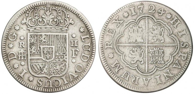 SPANISH MONARCHY: LOUIS I OF SPAIN
2 Reales. 1724. SEGOVIA. F. 5,4 grs. AC-28. ...