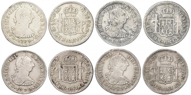 SPANISH MONARCHY: CHARLES III
Lote 4 monedas 1 Real. MÉXICO. 1773-FM, 1775-FM, ...