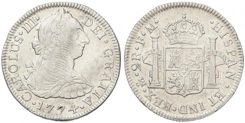 SPANISH MONARCHY: CHARLES III
2 Reales. 1774. MÉXICO. F.M. 6,64 grs. (Pequeñas ...