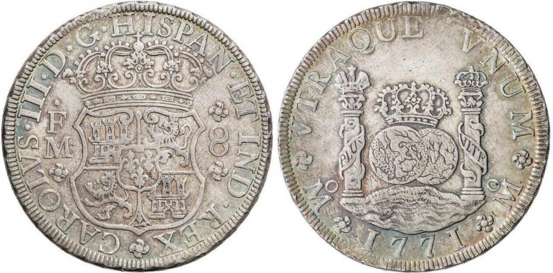 SPANISH MONARCHY: CHARLES III
8 Reales. 1771. MÉXICO. F.M. 26,89 grs. Columnari...