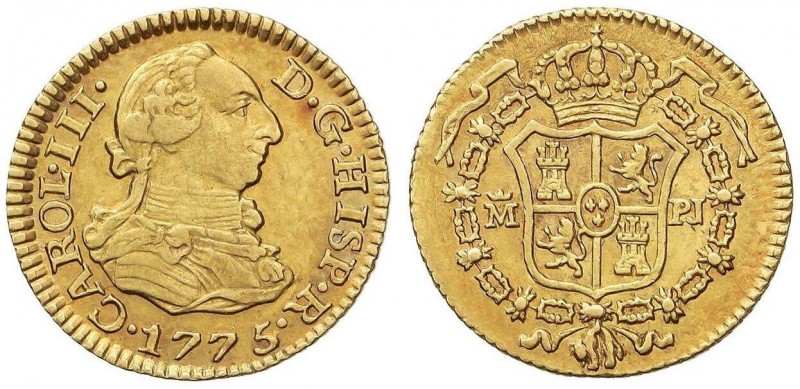 SPANISH MONARCHY: CHARLES III
1/2 Escudo. 1775/4. MADRID. P.J. 1,76 grs. AC-126...