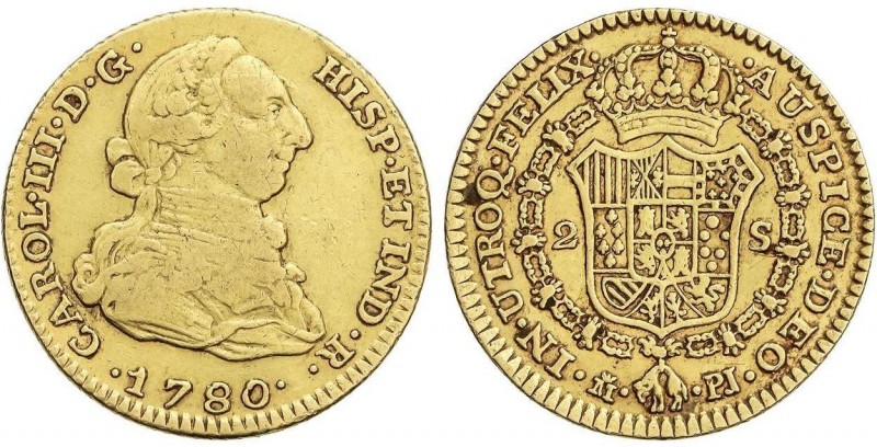 SPANISH MONARCHY: CHARLES III
2 Escudos. 1780. MADRID. P.J. 6,65 grs. AC-1558. ...