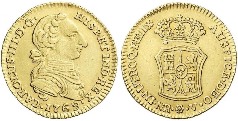 SPANISH MONARCHY: CHARLES III
2 Escudos. 1769. NUEVO REINO. V. 6,71 grs. Cara d...