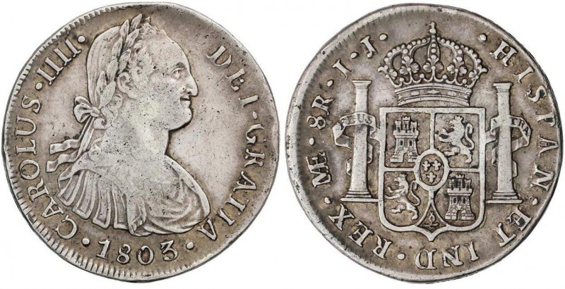 SPANISH MONARCHY: CHARLES IV
8 Reales. 1803. LIMA. I.J. 27,16 grs. Pátina. AC-9...