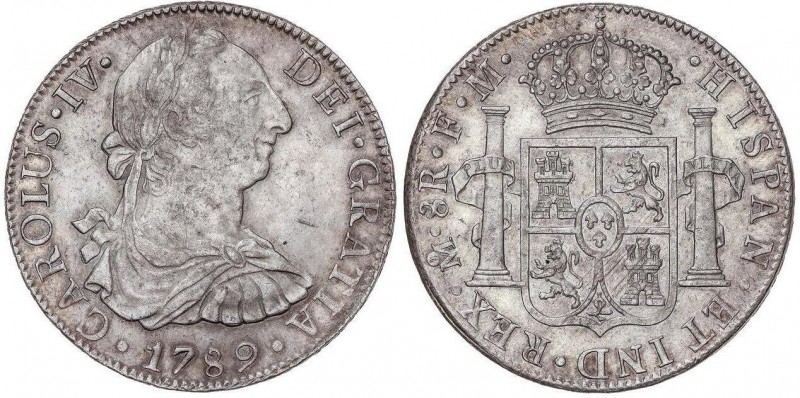 SPANISH MONARCHY: CHARLES IV
8 Reales. 1789. MÉXICO. F.M. 26,86 grs. Busto de C...