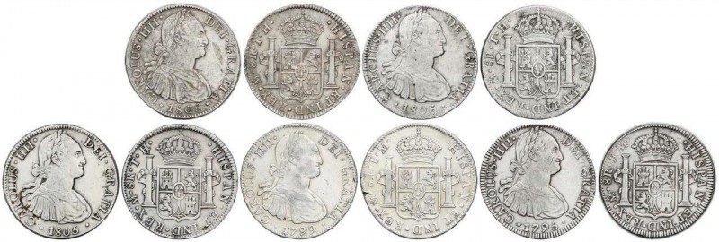 SPANISH MONARCHY: CHARLES IV
Lote 5 monedas 8 Reales. 1795, 99, 1805, 06, 08. M...