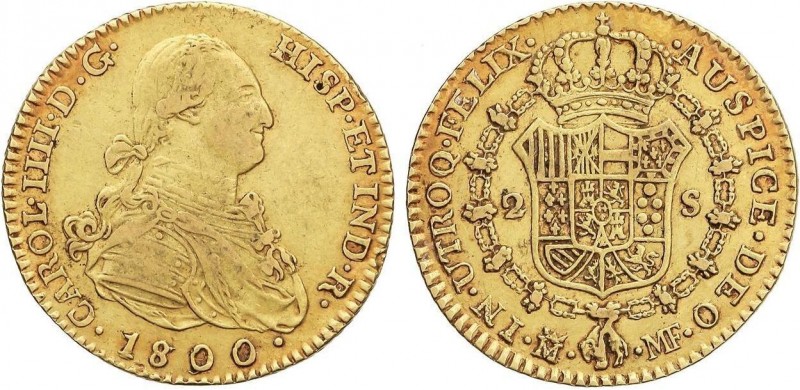 SPANISH MONARCHY: CHARLES IV
2 Escudos. 1800/790. MADRID. M.F. 6,73 grs. AC-129...