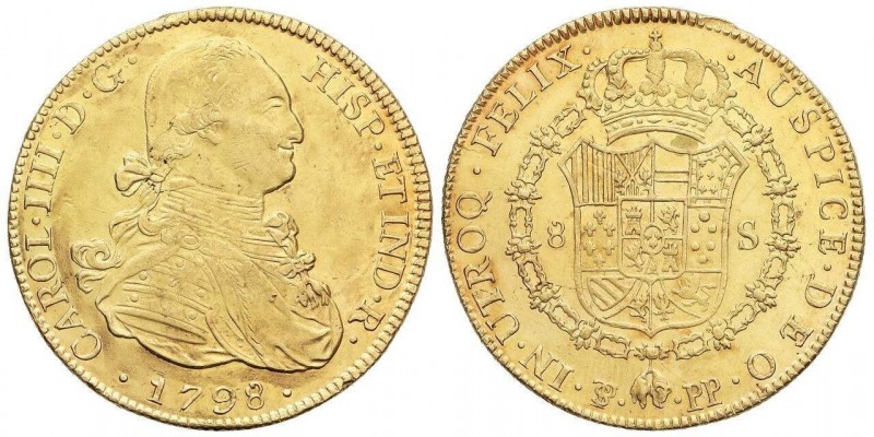 SPANISH MONARCHY: CHARLES IV
8 Escudos. 1798. POTOSÍ. P.P. 27,01 grs. (Insignif...