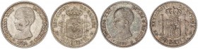 PESETA SYSTEM: ALFONSO XIII
Lote 2 monedas 50 Céntimos. 1889 y 1892/89. 1889 (*8-9) M.P.M. y 1892/89 (*9-2) P.G.-M. La dos pátina y brillo original. ...