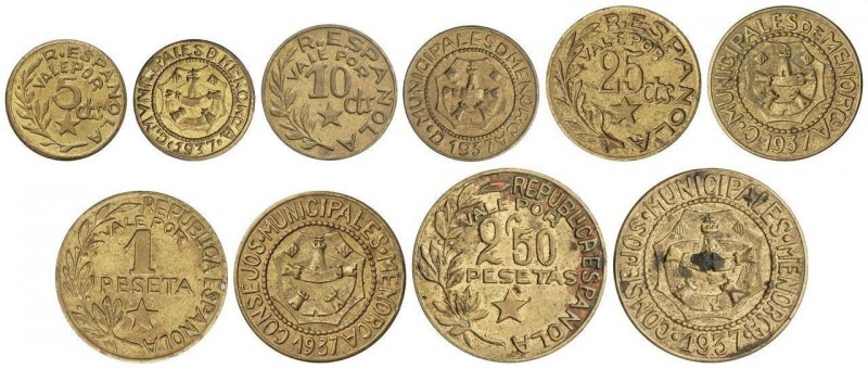 PESETA SYSTEM: LOCAL ISSUES OF THE CIVIL WAR
Serie 5 monedas 5 Céntimos a 2,50 ...