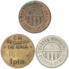 PESETA SYSTEM: LOCAL ISSUES OF THE CIVIL WAR
Serie 3 monedas 1 Pesseta. C.M. de SEGARRA DE GAIÀ. AE, CuNi y latón. A EXAMINAR. ESCASA. Vti-L41/L43. M...