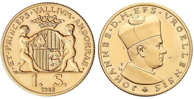 WORLD COINS: ANDORRA
Sobirana d´Or. 1983. 7,97 grs. AU. Joan Martí Bisbe d´Urge...