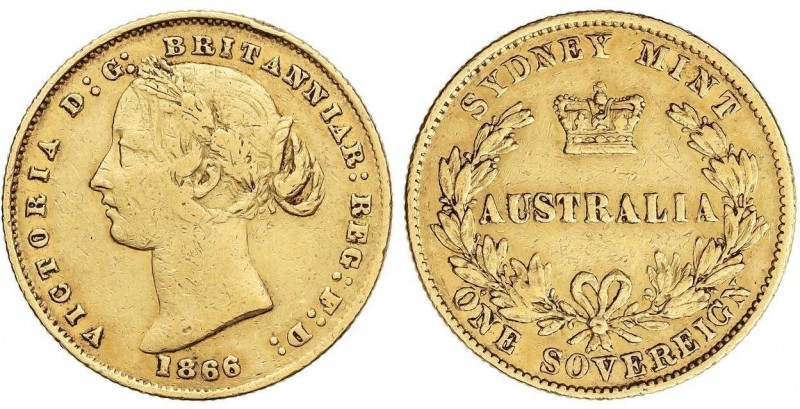 WORLD COINS: AUSTRALIA
Soberano. 1866. VICTORIA. SÍDNEY. 7,93 grs. AU. (Múltipl...