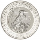 WORLD COINS: AUSTRALIA
30 Dólares. 1992. ISABEL II. AR (1 Kg.). Kookaburra sobre cepa. En cápsula. KM-181. FDC.