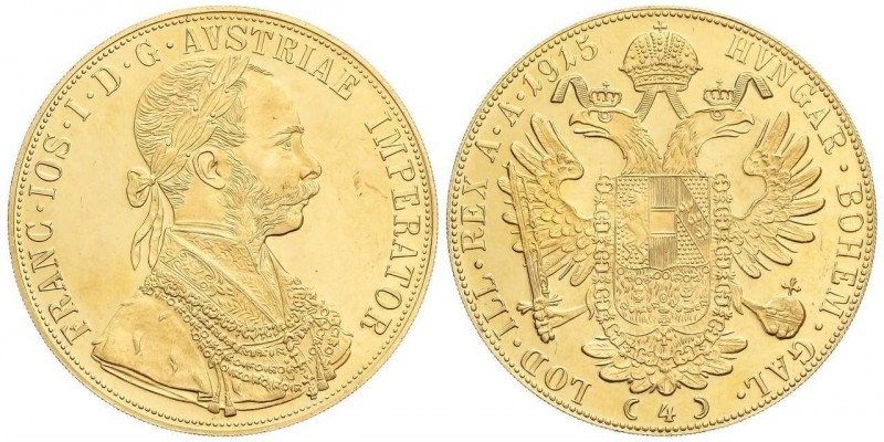 WORLD COINS: AUSTRIA
4 Ducados. 1915. FRANCISCO JOSÉ I. 13,96 grs. AU. Reacuñac...