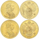 WORLD COINS: AUSTRIA
Lote 2 monedas 4 Ducados. 1915. FRANCISCO JOSÉ I. AU. Reacuñación oficial (Restrike). Fr-488; KM-2276. PROOF.