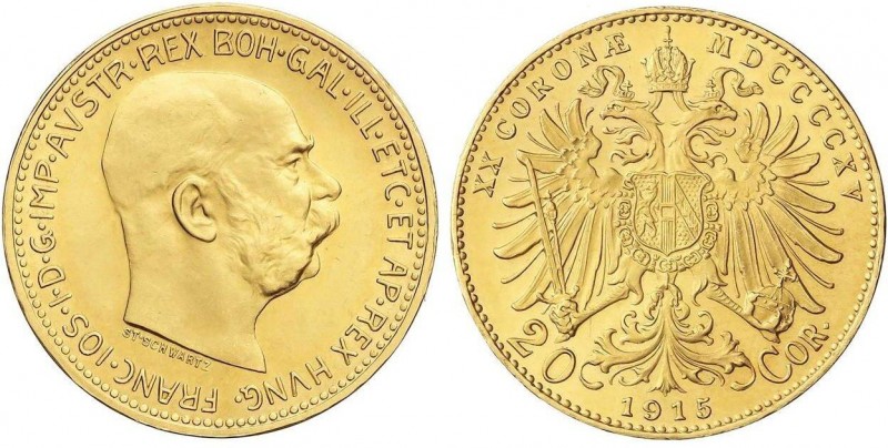 WORLD COINS: AUSTRIA
20 Coronas. 1915. FRANCISCO JOSÉ I. 6,76 grs. AU. Reacuñac...
