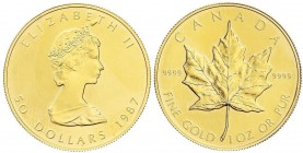 WORLD COINS: CANADA
50 Dólares. 1987. ISABEL II. 31,11 grs. AU. Fr-B1; KM-167. PROOF.