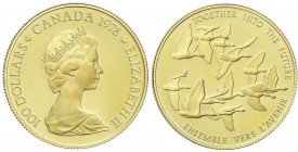 WORLD COINS: CANADA
100 Dólares. 1978. ISABEL II. 16,91 grs. AU. Gansos. Fr-9; KM-122. PROOF.