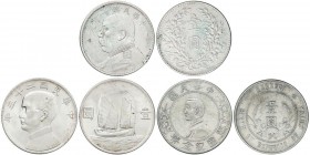 WORLD COINS: CHINA
Lote 3 monedas 1 Dólar (Yuan). (1921, 1927, 1934). YUAN SHIH KAY, SUN YAT-SEN (2). 26.99, 26.87, 26.79 grs. AR. A EXAMINAR. MBC+ a...