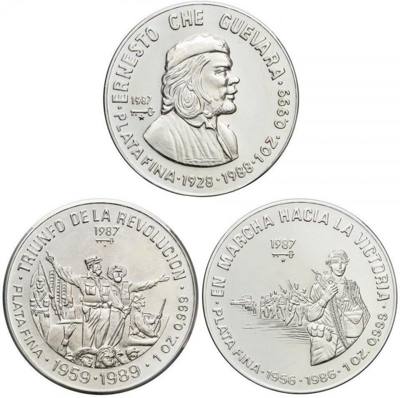 WORLD COINS: CUBA
Lote 3 monedas 10 Pesos. 1987. AR. Triumfo de la revolución, ...