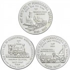 WORLD COINS: CUBA
Lote 3 monedas 10 Pesos. 1988. AR. Serie Ferrocarril: Habana-Bejucal, Barcelona-Mataró y Liverpool-Manchester. En capsulas. KM-205/...