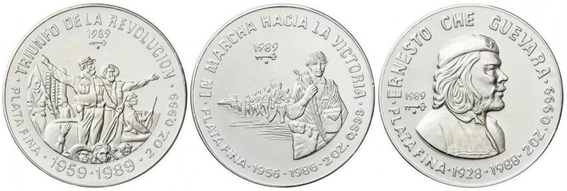 WORLD COINS: CUBA
Serie 3 monedas 20 Pesos. 1989. AR. Triumfo de la Revolución,...