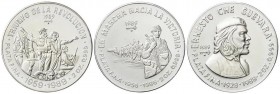 WORLD COINS: CUBA
Serie 3 monedas 20 Pesos. 1989. AR. Triumfo de la Revolución, Che Guevara y Marcha hacia la Victoria. Tirada: 500 series. En cápsul...