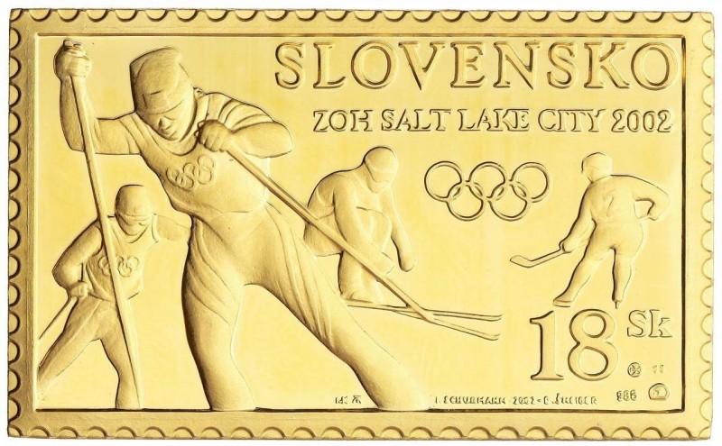 WORLD COINS: SLOVAKIA
Plaqueta en forma de sello. 2002. JUEGOS OLÍMPICOS INVIER...
