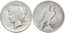 WORLD COINS: UNITED STATES
1 Dólar. 1921. 26,49 grs. AR. Tipo Paz. ESCASA. KM-150. MBC.