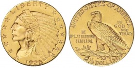 WORLD COINS: UNITED STATES
2-1/2 Dólares. 1925-D. DENVER. 4,17 grs. AU. Tipo Indio. Fr-121 ; KM-128. EBC+.