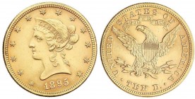 WORLD COINS: UNITED STATES
10 Dólares. 1895. 16,72 grs. AU. Coronet Head. (Rayitas). Fr-158; KM-102. MBC+.