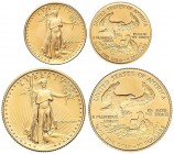 WORLD COINS: UNITED STATES
Serie 2 monedas 5 y 10 Dólares. 1986. 3,40 y 8,52 grs. AU. Fecha en números romanos. Saint Gaudens. Fr-B3, B4; KM-216, 217...