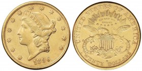 WORLD COINS: UNITED STATES
20 Dólares. 1896-S. SAN FRANCISCO. 33,36 grs. AU. Coronet Head. (Rayitas). Fr-178 ; KM-74.3. MBC+.