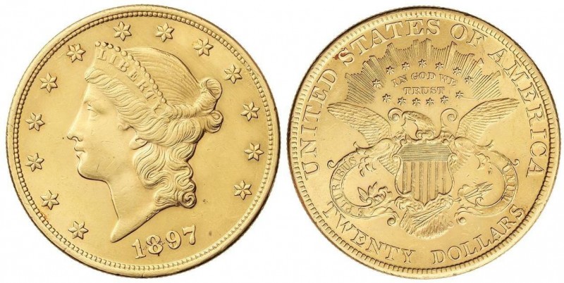 WORLD COINS: UNITED STATES
20 Dólares. 1897. 33,4 grs. AU. Coronet Head. Fr-177...