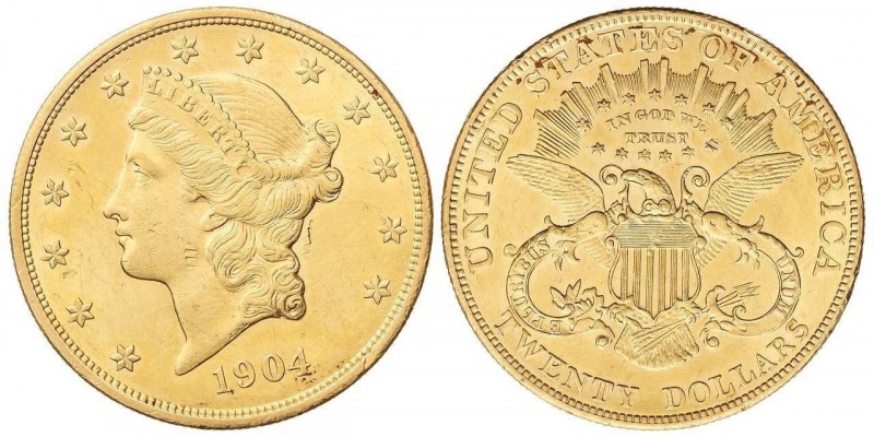WORLD COINS: UNITED STATES
20 Dólares. 1904. 33,43 grs. AU. Coronet Head. (Leve...