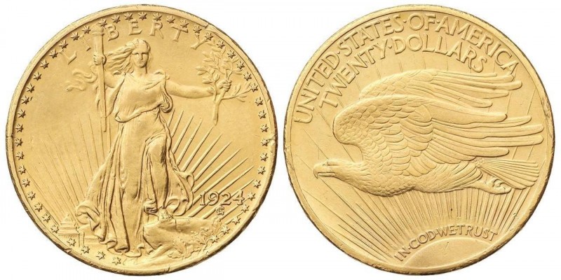 WORLD COINS: UNITED STATES
20 Dólares. 1924. 33,39 grs. AU. Saint Gaudens. (Lev...