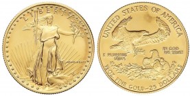 WORLD COINS: UNITED STATES
25 Dólares. 1986. 16,93 grs. AU. Fecha en números romanos. Saint Gaudens. Fr-B2 ; KM-218. SC.