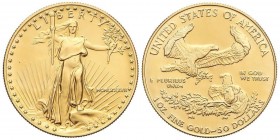 WORLD COINS: UNITED STATES
50 Dólares. 1987. 34,06 grs. AU. Fecha en números romanos. Saint Gaudens. Fr-B1; KM-219. SC.
