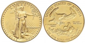 WORLD COINS: UNITED STATES
Lote 2 monedas 50 Dólares. 1987. AU. Fecha en números romanos. Saint Gaudens. Fr-B1 ; KM-219. SC.