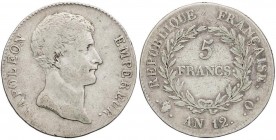 WORLD COINS: FRANCE
5 Francos. An 12-Q. NAPOLEÓN EMPEREUR. PERPIGNAN. 24,67 grs. AR. (Ligeras rayitas). RARA. KM-660.10. MBC-.