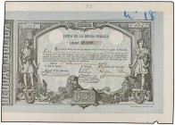 SPANISH BANK NOTES: ANCIENT
10 Escudos. 1 Enero 1873. JUNTA DE LA DEUDA PUBLICA. (Números manuscritos y pequeña rotura de margen inferior). ESCASO. E...