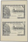 PAPER MONEY OF THE CIVIL WAR: PAÍS VASCO
Lote 2 billetes 1 Peseta. Septiembre 1937. Ay. de VITORIA. En bloque de dos sin cortar. Sin numeración e imp...
