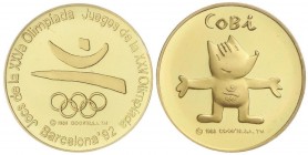 SPANISH MEDALS
Cobi. 1992. JUEGOS OLÍMPICOS. BARCELONA. Anv.: Emblema olímpico. Rev.: Mascota a derecha. 8,41 grs. AU (917). Ø 26 mm. En carterita or...