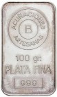 SPANISH MEDALS
Lingote 100 gramos. ACUÑACIONES ARTESANAS en plata. AR/999. SC.