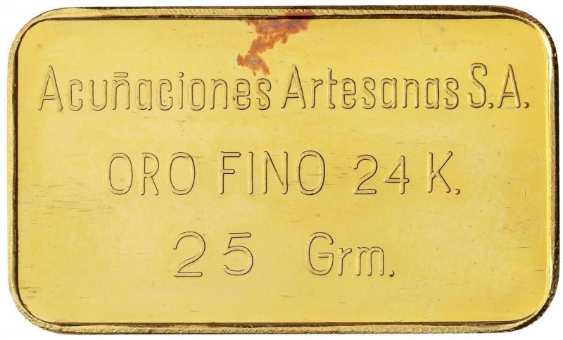 SPANISH MEDALS
Ligote 25 gramos. ACUÑACIONES ARTESANAS S.A. AU/24K. SC.